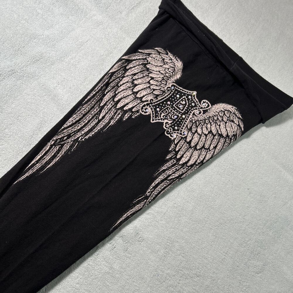 Y2K 2000s Embellished Rhinestoned Beyond Baggy Flare Sweatpants 26x35 Dojo Loose - Picture 6 of 16